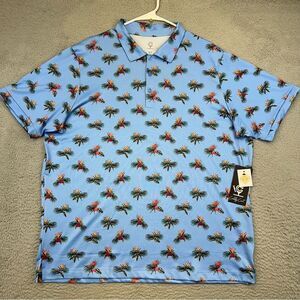 Caddy Cart Golf Polo Mens XL ‎ Sky Blue Tropical Hawaiian Stretch UPF50 Golfer
